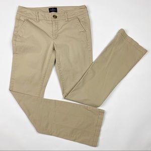 AMERICN EAGLE Stretch Kick Boot Low Rise Khaki Chino Pants - Size 6 Long